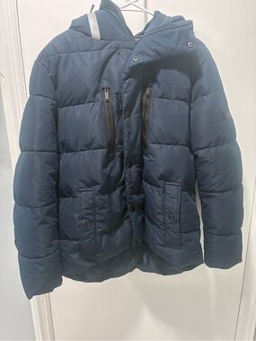 Michael Kors Navy Quilted Puffer Jacket with Hood